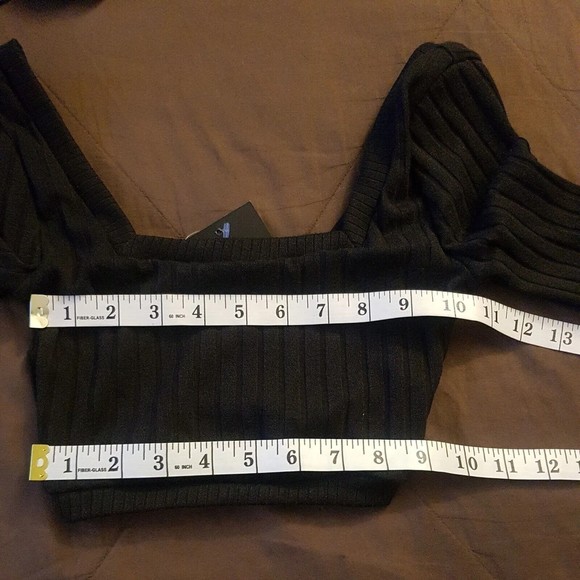 Fashion Nova Womens Black Ribbed Cropped Long Sleeve Top Size XS NWT Stretch - Picture 12 of 14